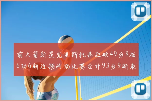 前火箭新星克里斯托弗狂砍49分8板6助6断近期两场比赛合计93分9断表现惊艳